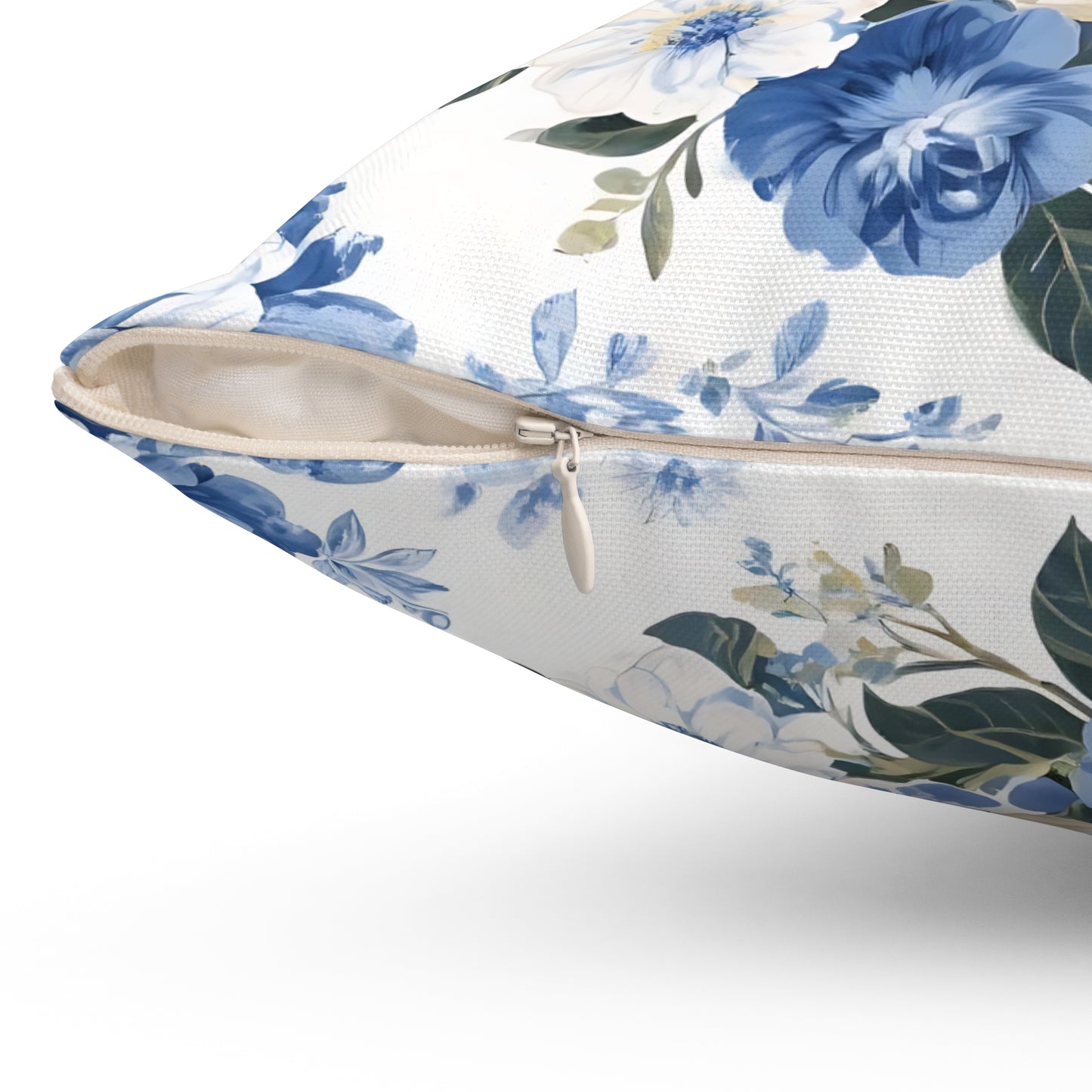 Bernese Mountain Dog Blue Floral Throw Pillow