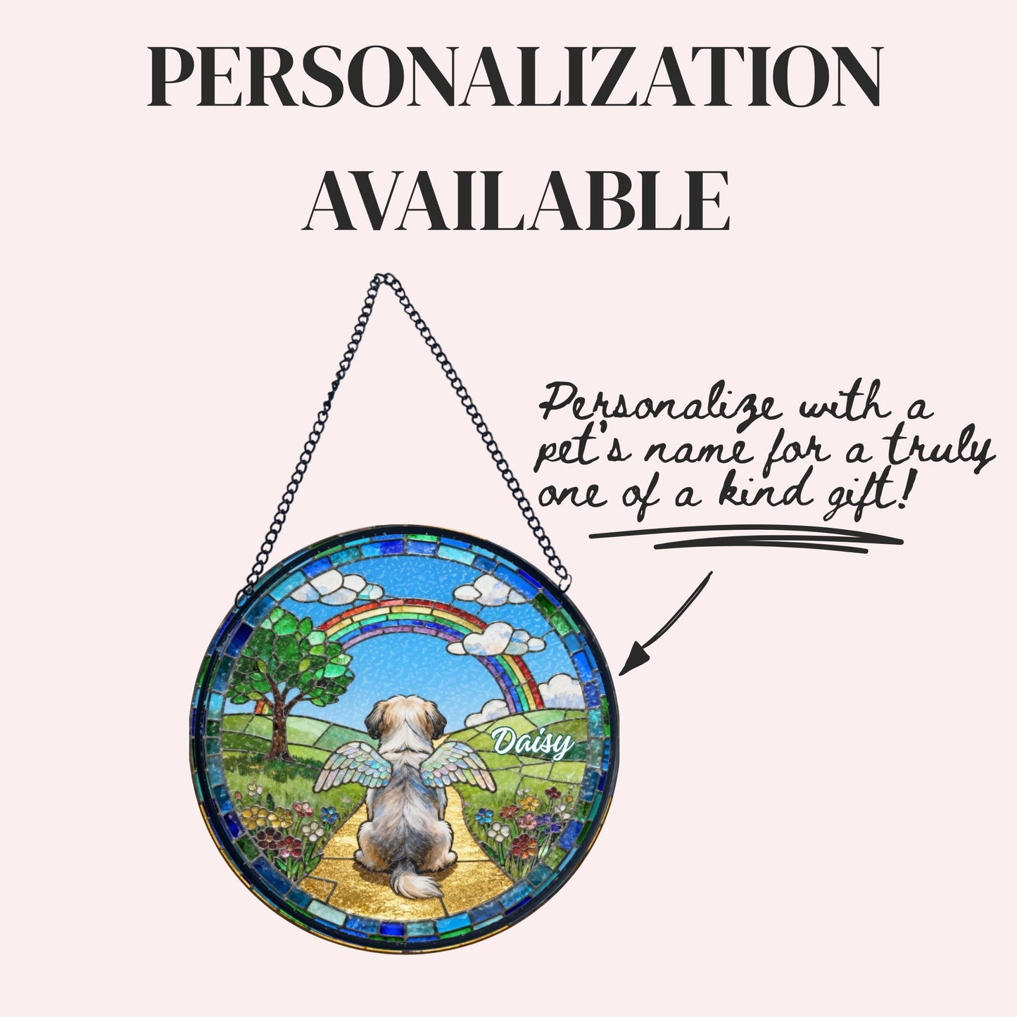 Havanese Rainbow Bridge Stained Glass Suncatcher