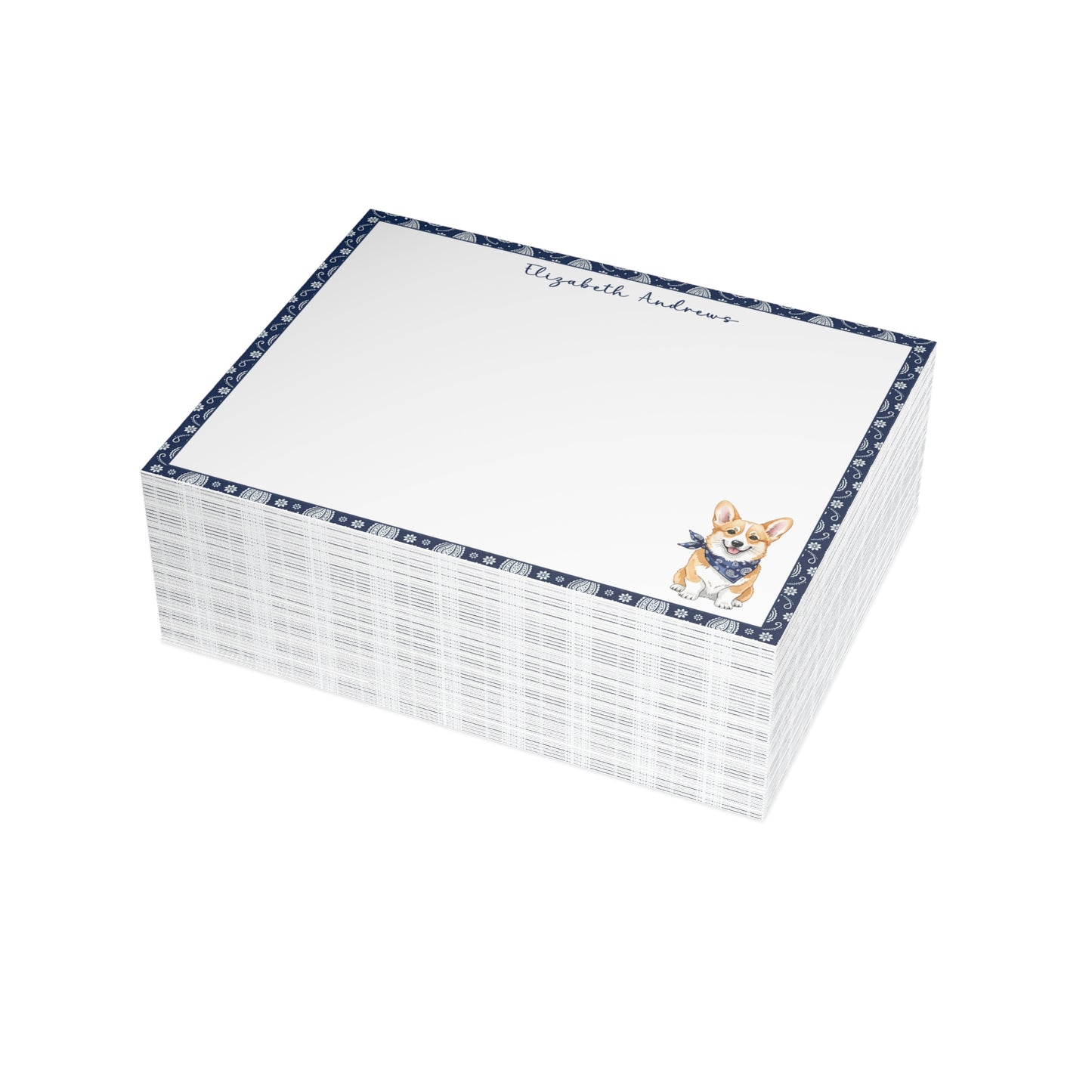 Corgi Navy Blue Paisley Notecard Set