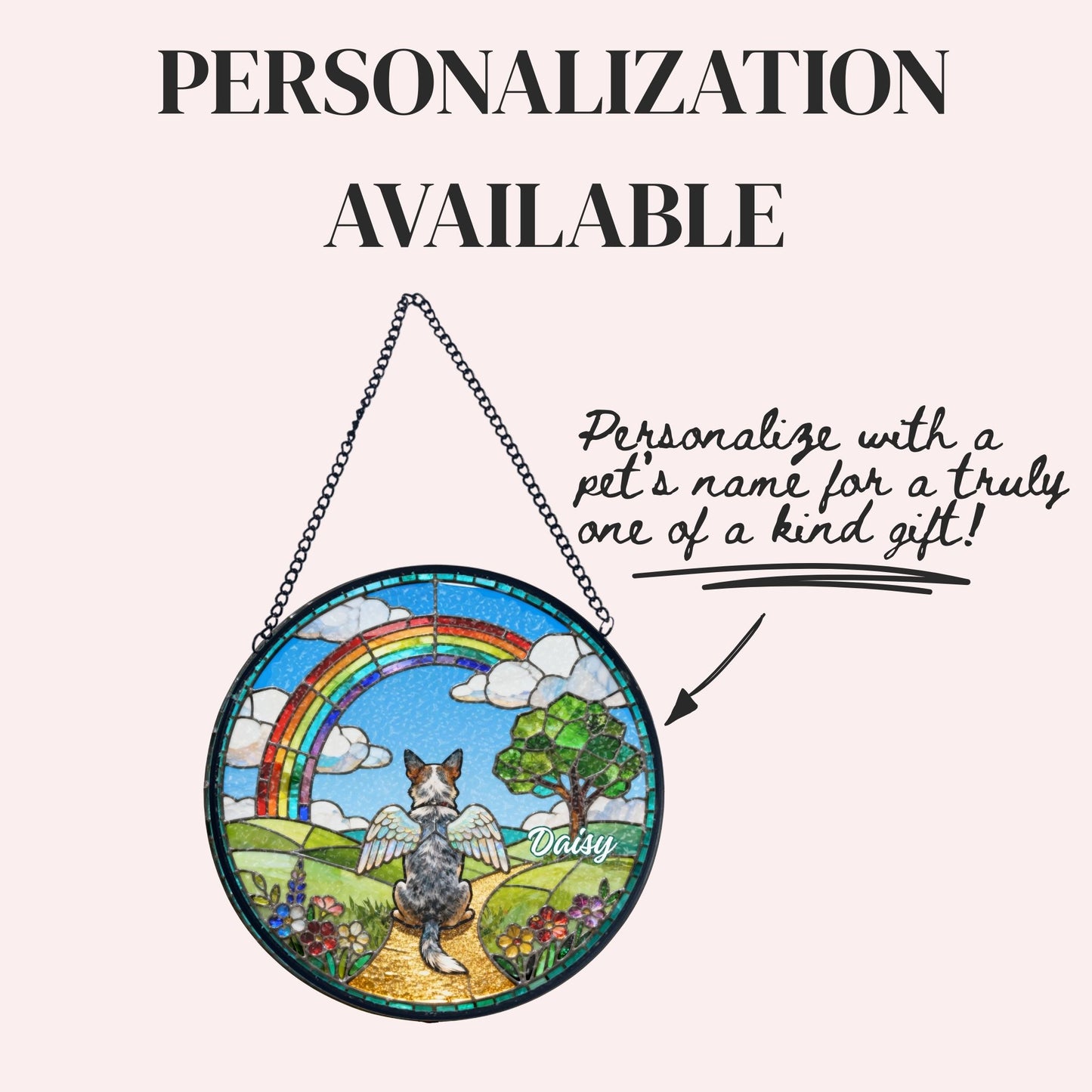 Australian Cattle Dog Rainbow Bridge Stained Glass Suncatcher