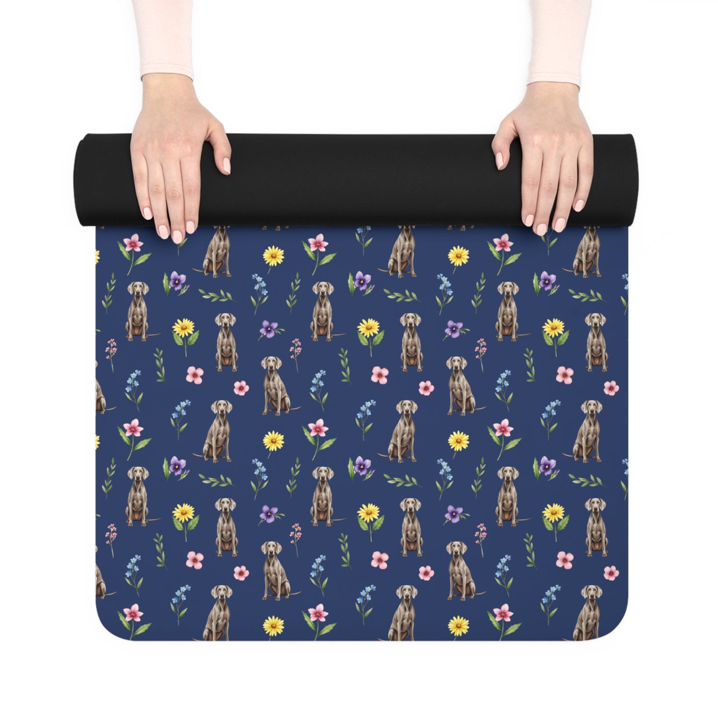 Weimaraner Dog Floral Yoga Mat – Durable Non-Slip Rubber Surface for Home & Studio Practice