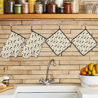 French Bulldog Oven Mitts and Pot Holders Set