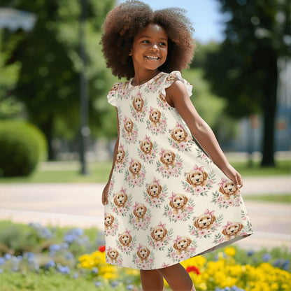Goldendoodle Girl's Flutter Sleeve Nightgown