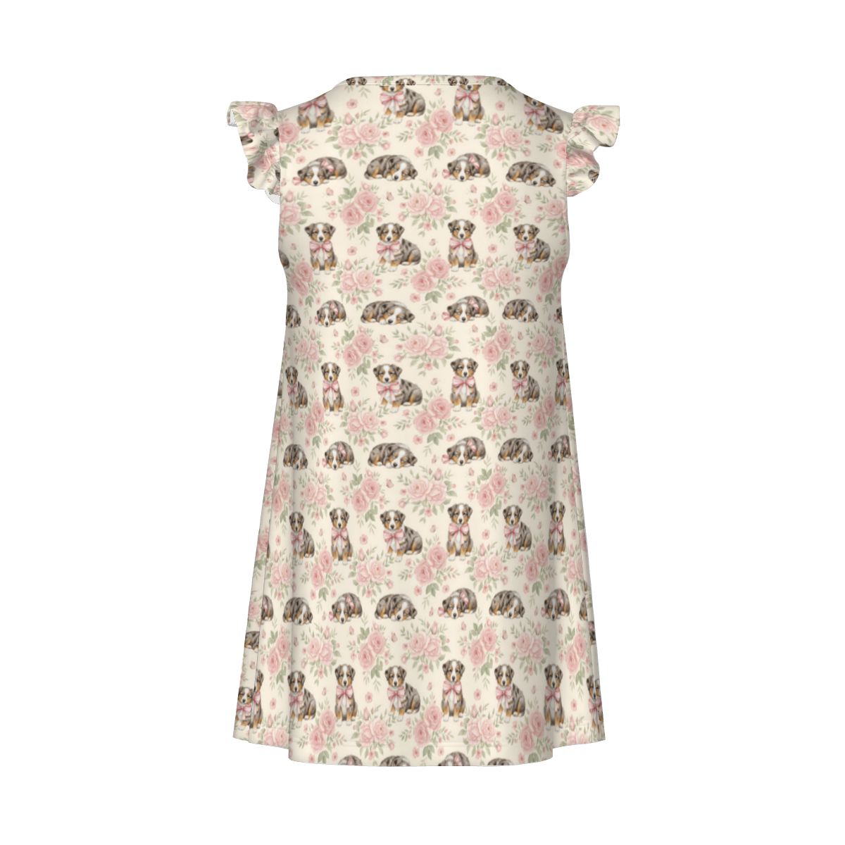 Australian Shepherd Dog Girl's Flutter Sleeve Nightgown