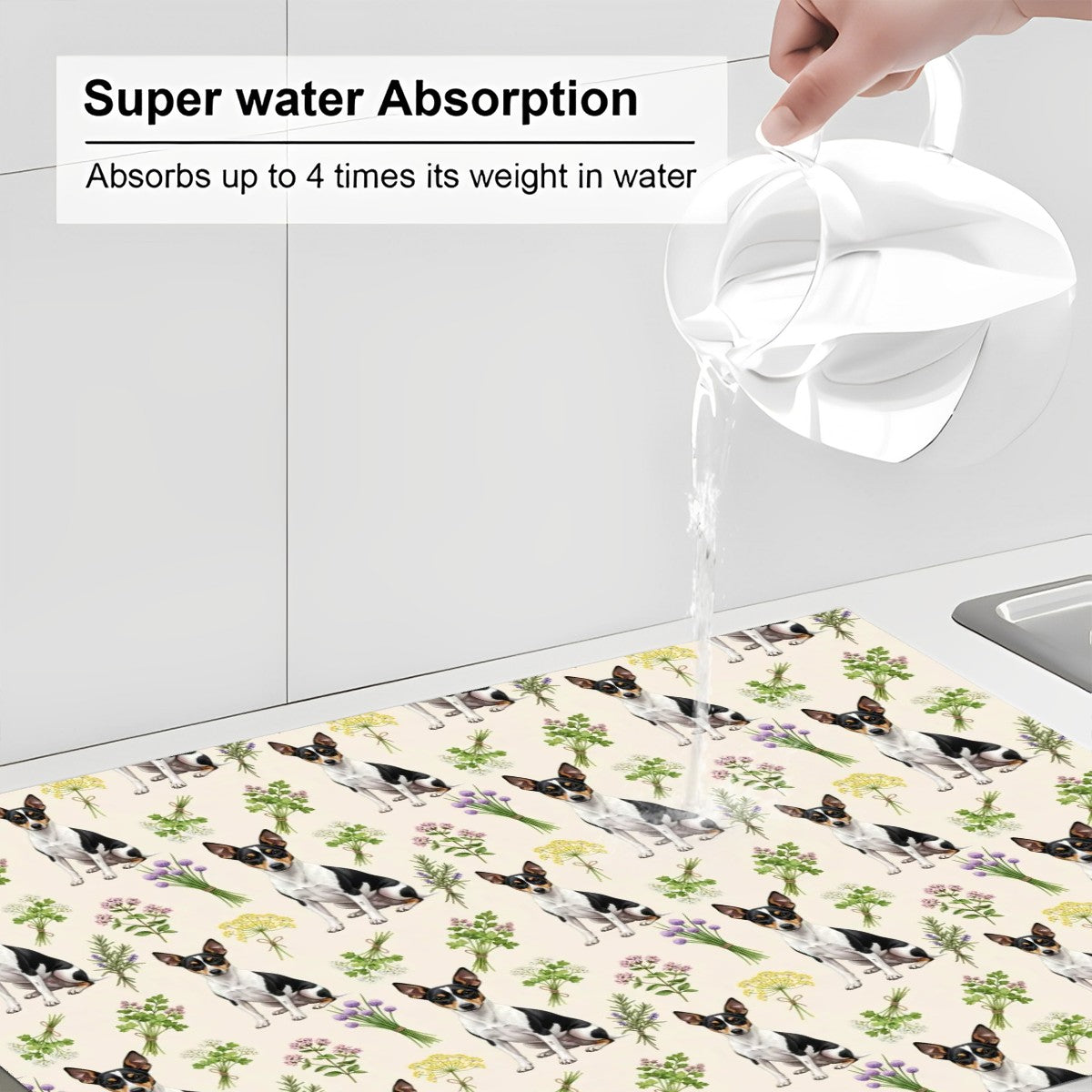 Rat Terrier Large Dish Drying Mat