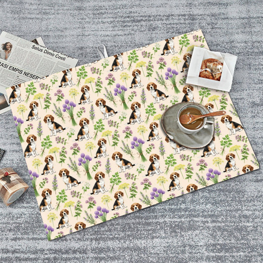 Beagle Dogs & Herbs Large Dish Drying Mat
