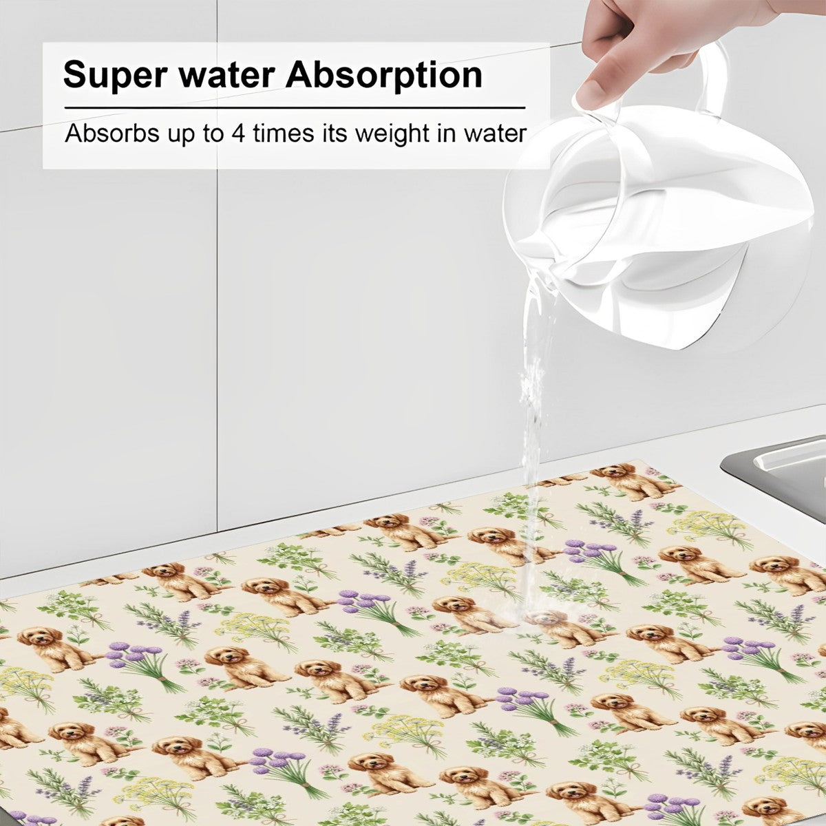 Goldendoodle Large Dish Drying Mat