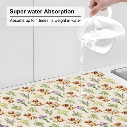 Goldendoodle Large Dish Drying Mat