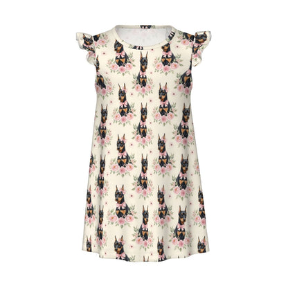 Doberman Pinscher Girl's Flutter Sleeve Nightgown