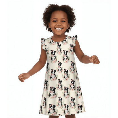 Border Collie Girl's Flutter Sleeve Nightgown