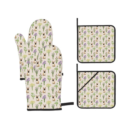 French Bulldog Oven Mitts and Pot Holders Set