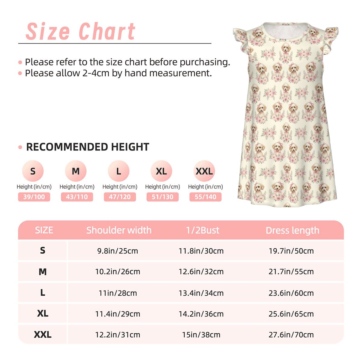 Poodle Girl's Flutter Sleeve Nightgown