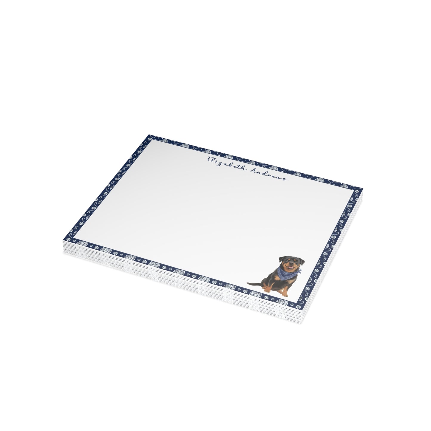 Rottweiler Navy Blue Paisley Notecard Set