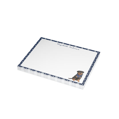 Rottweiler Navy Blue Paisley Notecard Set