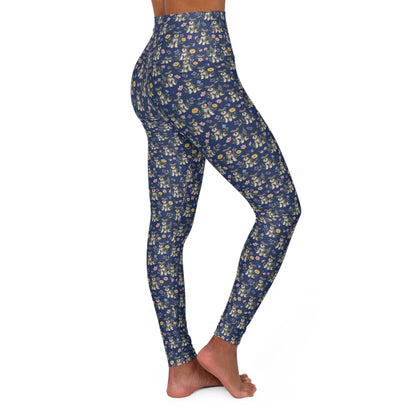 Schnauzer Dog Floral High Waisted Yoga Leggings - Perfect for Fitness & Everyday Wear