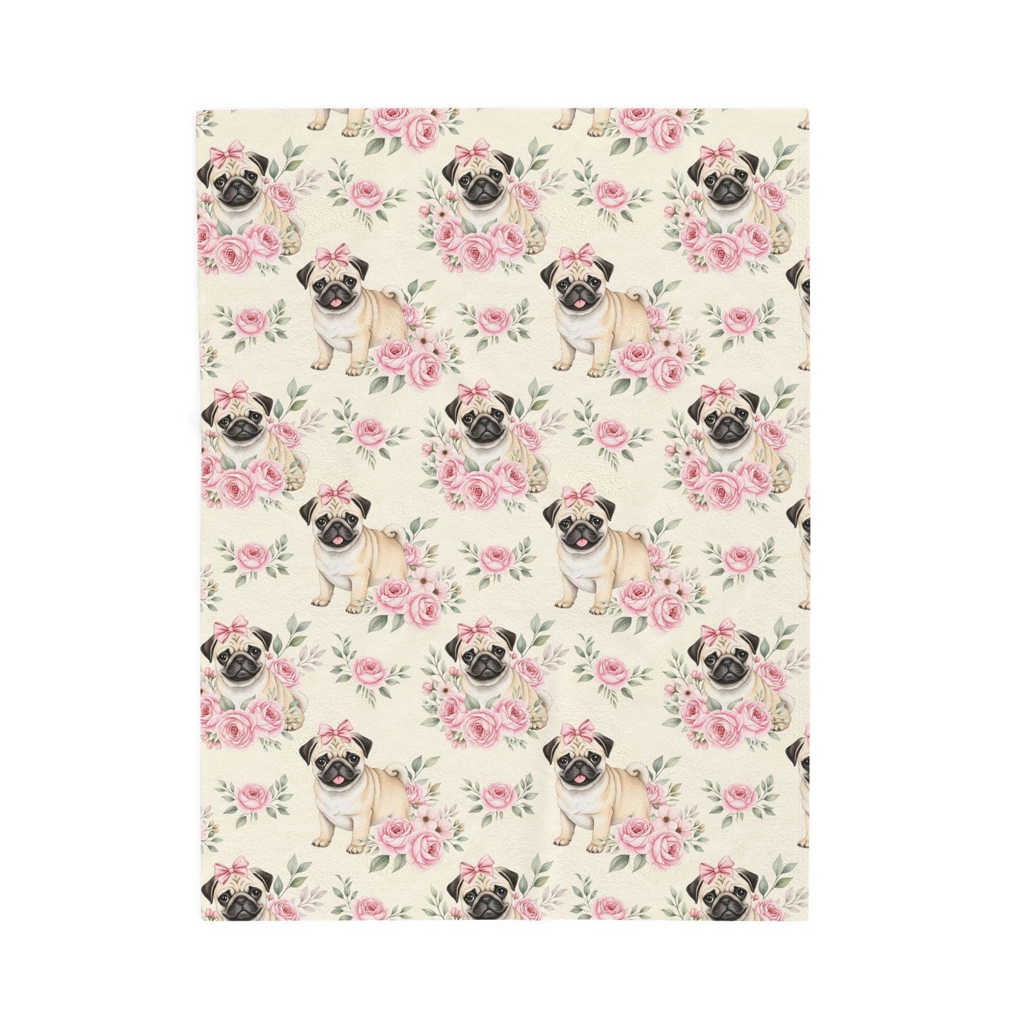 Pug Pink Baby Blanket, Pug Dog Baby Shower Baby Girl Newborn Gift Hospital Announcement Blanket Coming Home