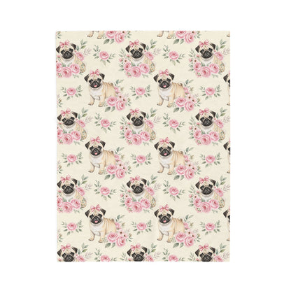 Pug Pink Baby Blanket, Pug Dog Baby Shower Baby Girl Newborn Gift Hospital Announcement Blanket Coming Home