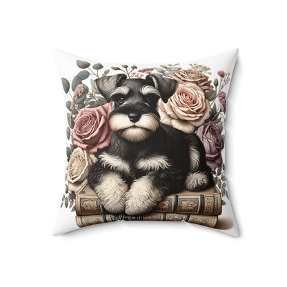 Schnauzer Throw Pillow for Book Lovers