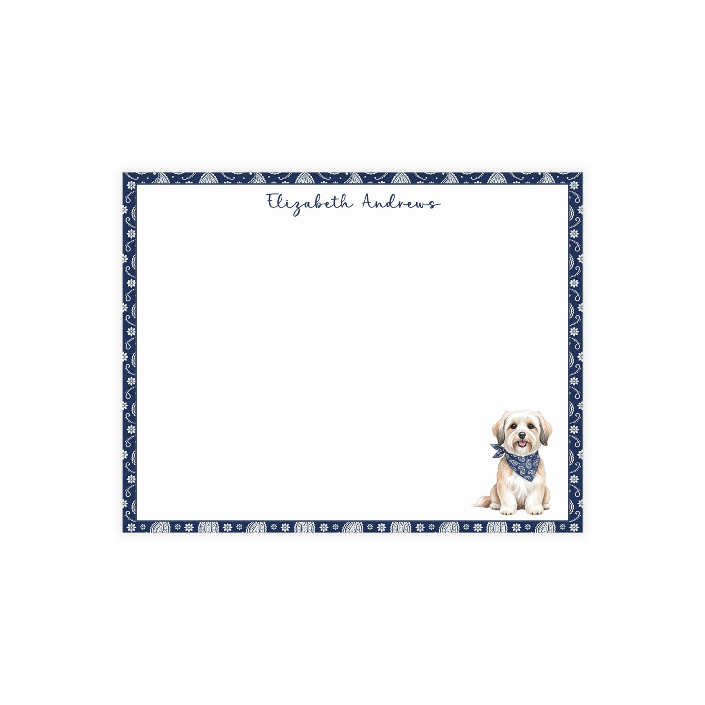 Havanese Navy Blue Paisley Notecard Set