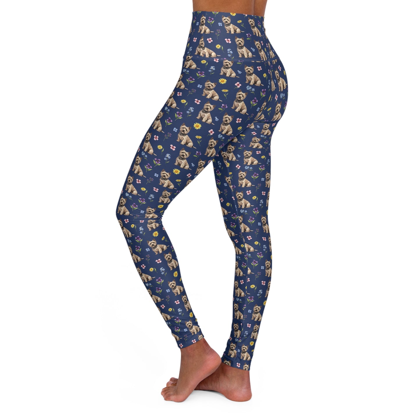 Cairn Terrier Dog Floral High Waisted Yoga Leggings - Perfect for Fitness & Everyday Wear