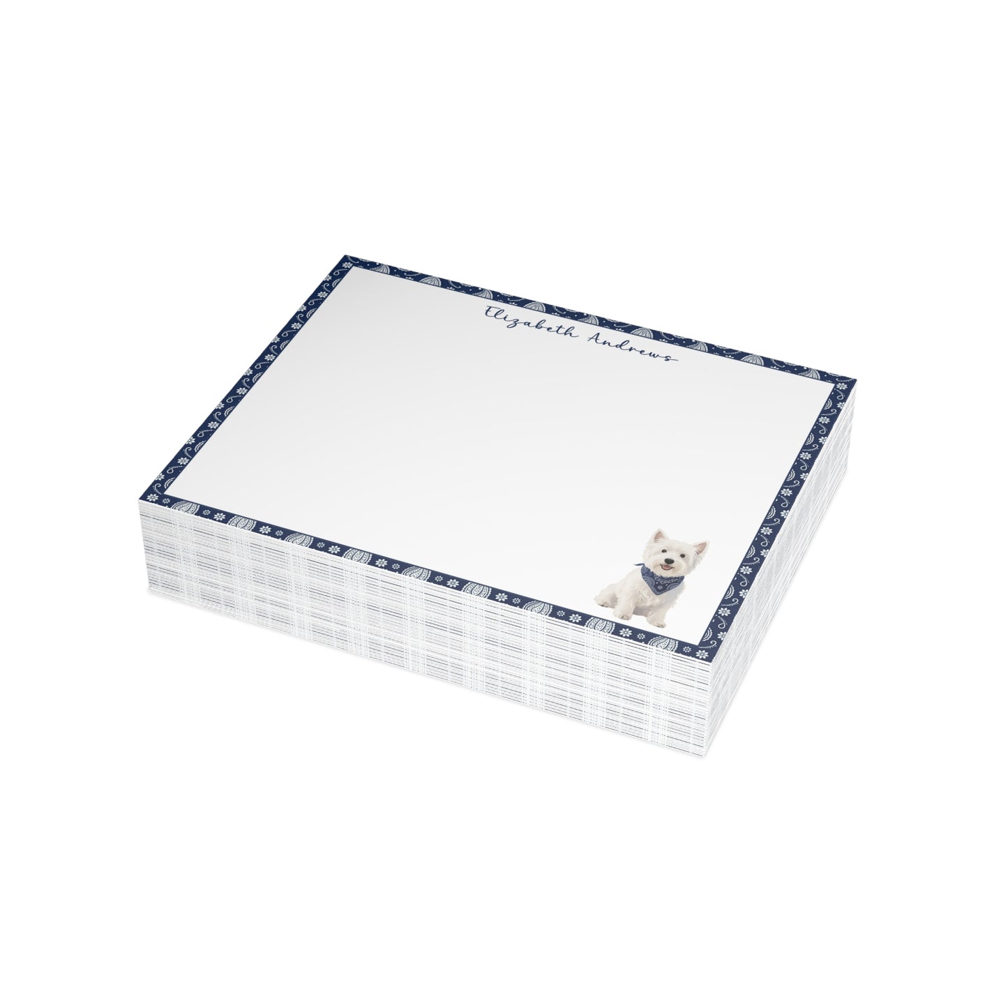 West Highland White Terrier Navy Blue Paisley Notecard Set
