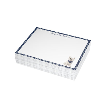 West Highland White Terrier Navy Blue Paisley Notecard Set