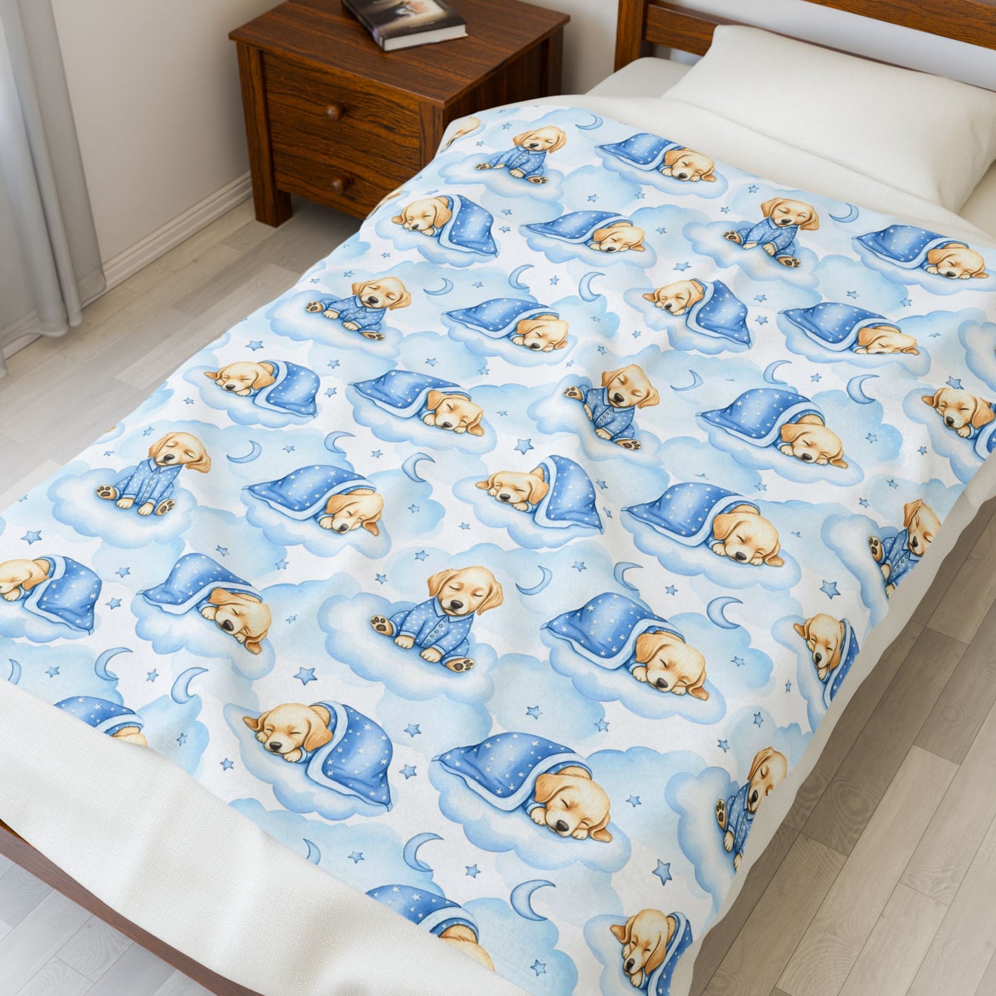 Golden Retriever Blue Baby Blanket, Golden Dog Baby Shower Baby Boy Newborn Gift Hospital Announcement Blanket Coming Home