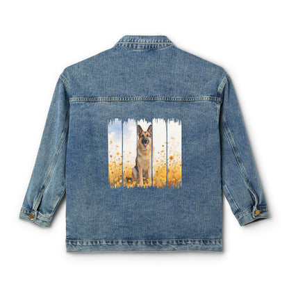 Trendy German Shepherd Dog Women's Denim Jacket, Dog Demin Jacket, Gift for Shepherd Dog Mom, Gift for Dog Lovers, Fall Dog Style
