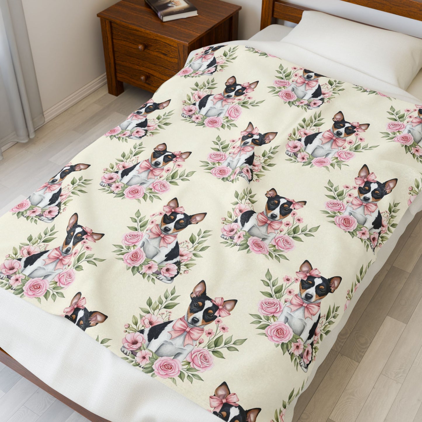 Rat Terrier Pink Baby Blanket, Rat Terrier Dog Baby Shower Baby Girl Newborn Gift Hospital Announcement Blanket Coming Home