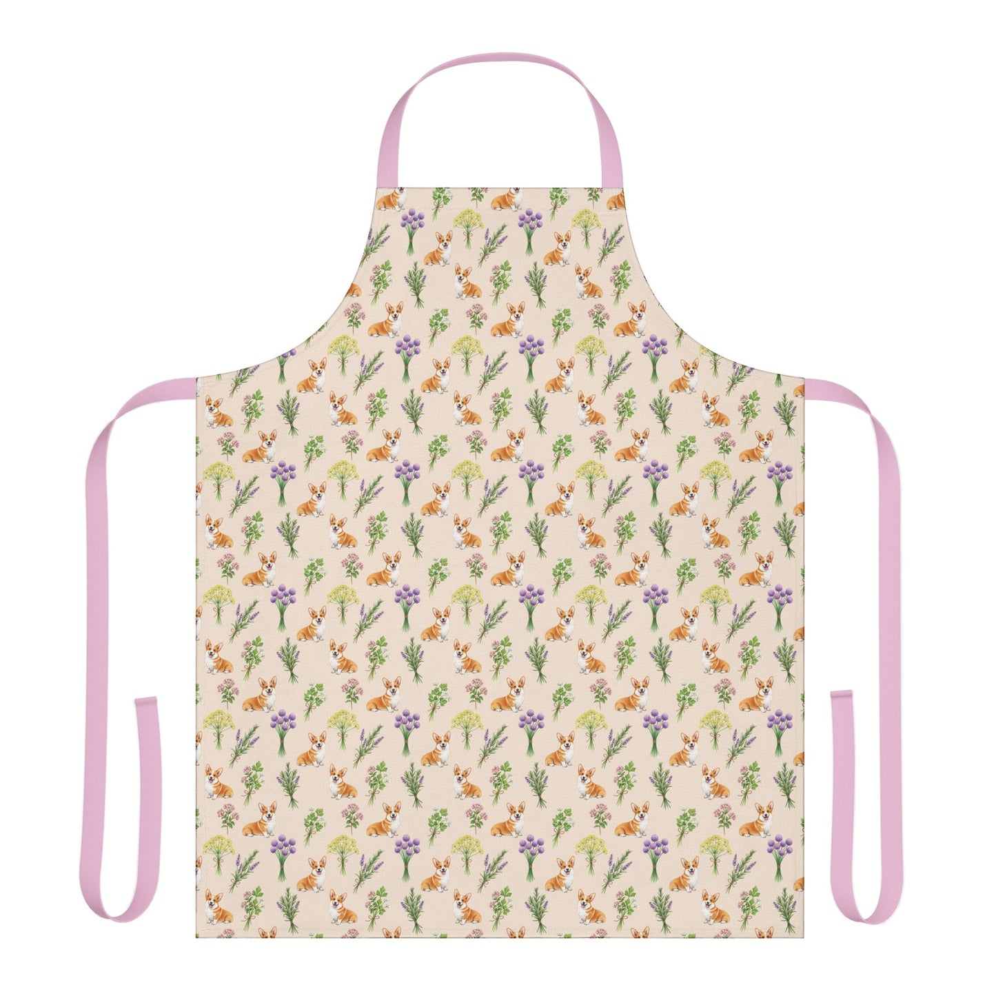 Corgi Dog & Herbs Kitchen Apron