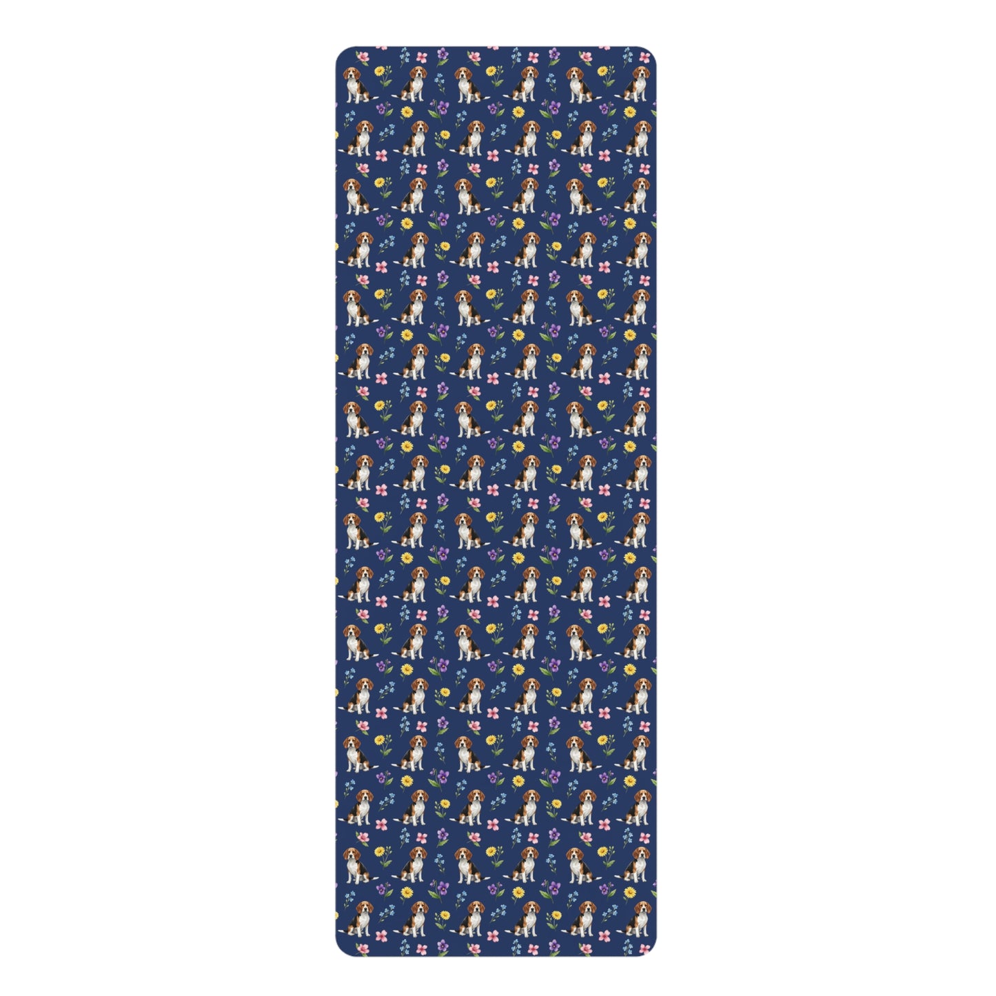 Beagle Dog Floral Yoga Mat – Durable Non-Slip Rubber Surface for Home & Studio Practice