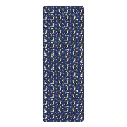 Beagle Dog Floral Yoga Mat – Durable Non-Slip Rubber Surface for Home & Studio Practice