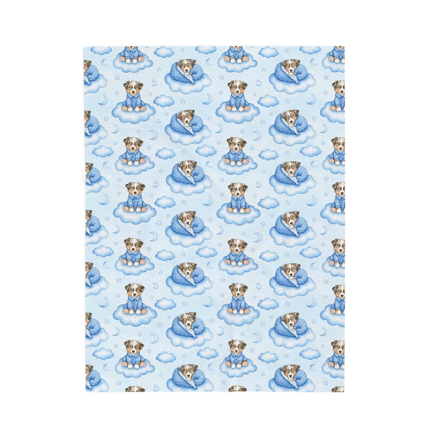 Australian Shepherd Dog Blue Baby Blanket, Aussie Baby Shower Baby Boy Newborn Gift Hospital Announcement Blanket Coming Home