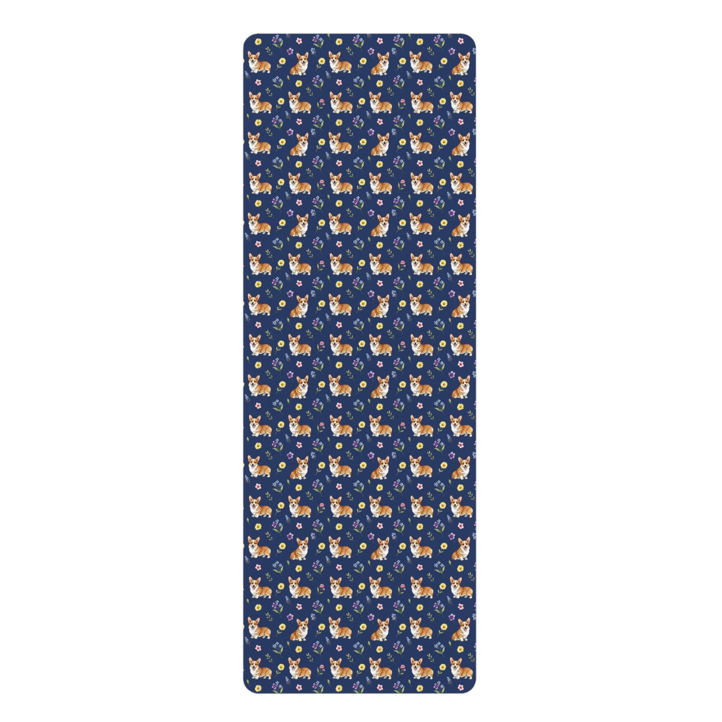 Corgi Dog Floral Yoga Mat – Durable Non-Slip Rubber Surface for Home & Studio Practice