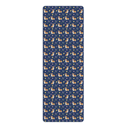 Corgi Dog Floral Yoga Mat – Durable Non-Slip Rubber Surface for Home & Studio Practice
