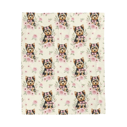 Yorkshire Terrier Pink Baby Blanket, Yorkie Dog Baby Shower Baby Girl Newborn Gift Hospital Announcement Blanket Coming Home