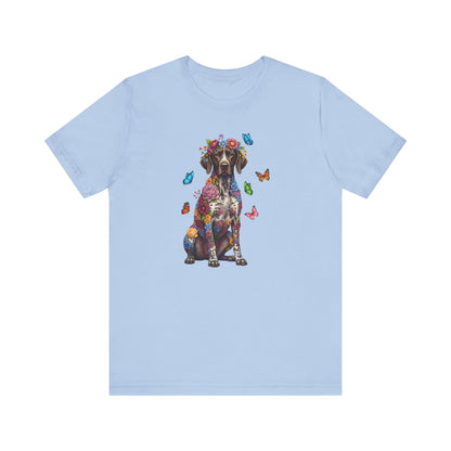 Whimsical Floral German Shorthaired Pointer Tee – Colorful Dog Lover Shirt with Butterflies