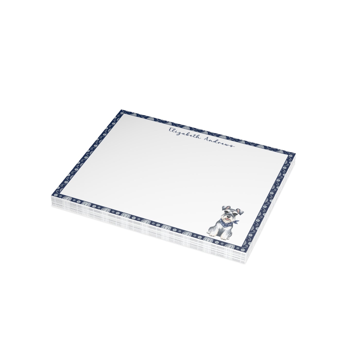 Schnauzer Navy Blue Paisley Notecard Set