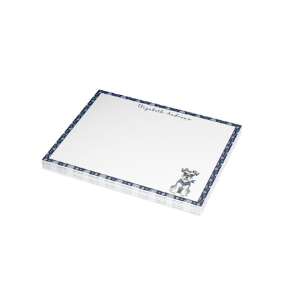 Schnauzer Navy Blue Paisley Notecard Set