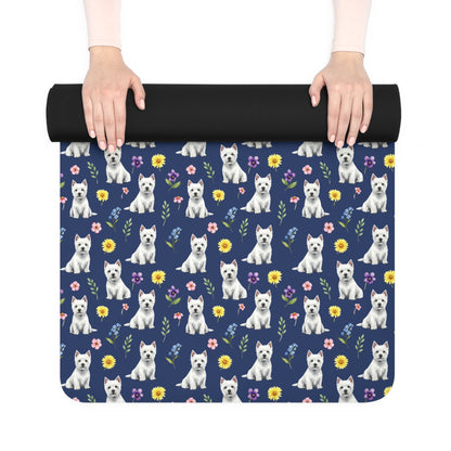 West Highland White Terrier Dog Floral Yoga Mat – Durable Non-Slip Rubber Surface for Home & Studio Practice