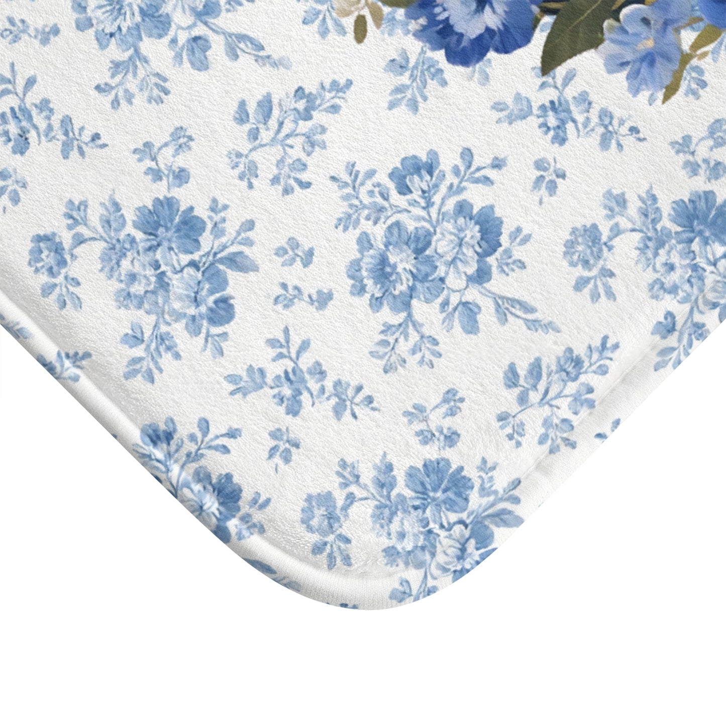 Blue Floral Golden Bath Mat – Cute Golden Retriever Dog Bathroom Rug