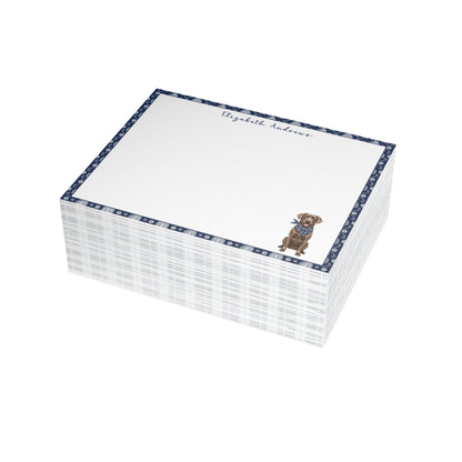 Chocolate Labrador Retriever Navy Blue Paisley Notecard Set