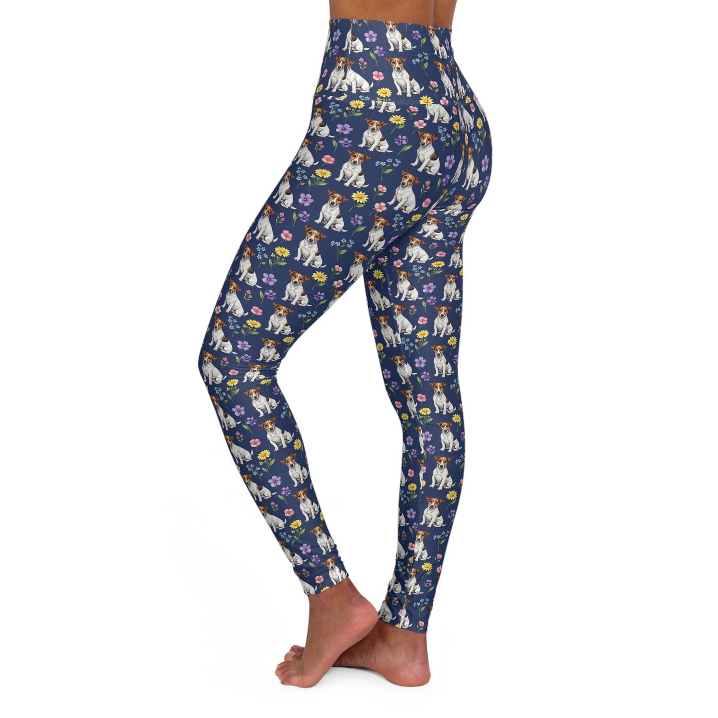 Jack Russell Terrier Dog Floral High Waisted Yoga Leggings - Perfect for Fitness & Everyday Wear