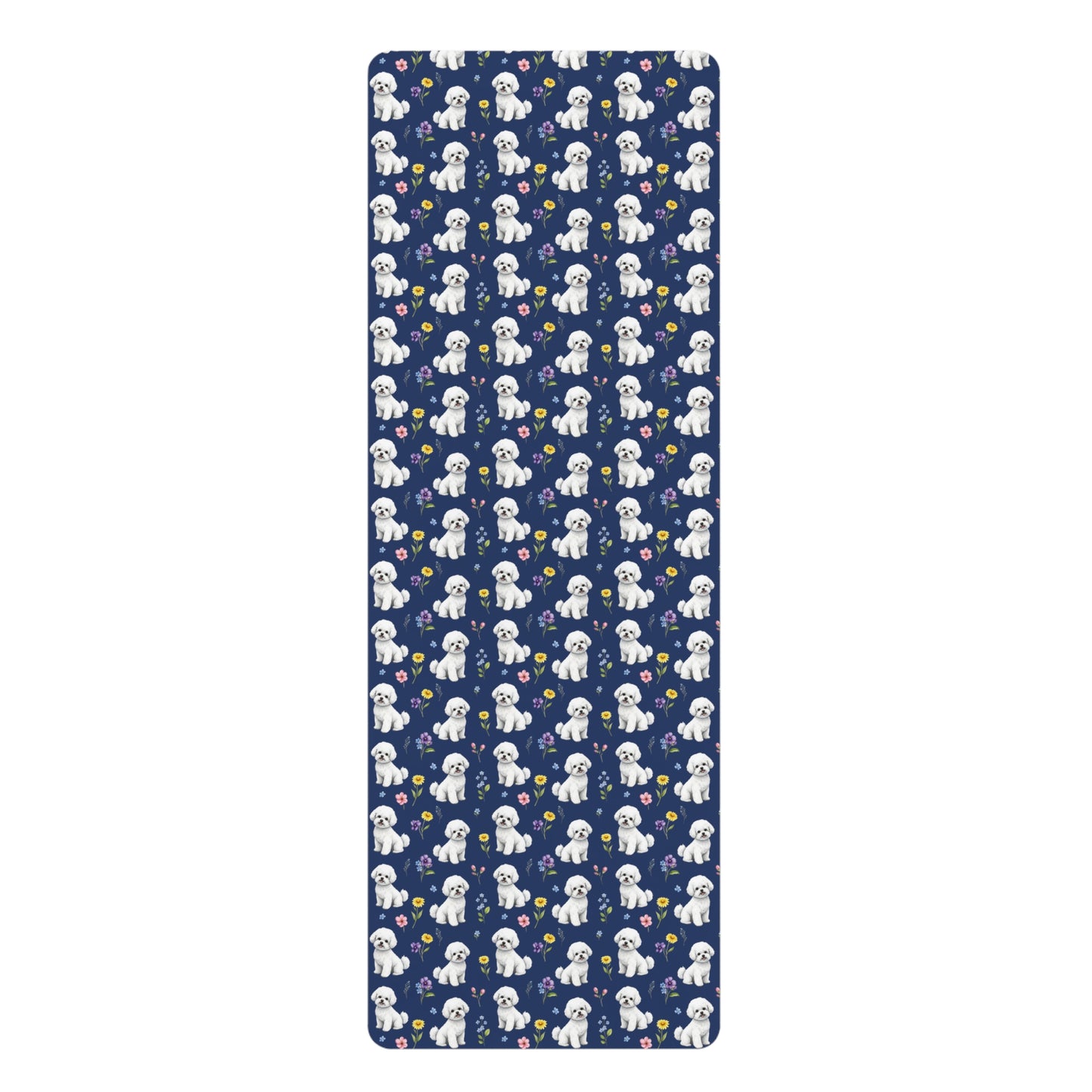 Bichon Frise Dog Floral Yoga Mat – Durable Non-Slip Rubber Surface for Home & Studio Practice