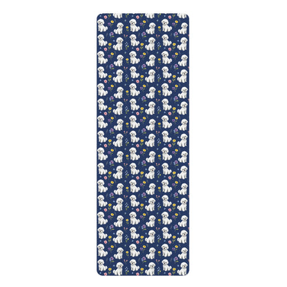 Bichon Frise Dog Floral Yoga Mat – Durable Non-Slip Rubber Surface for Home & Studio Practice