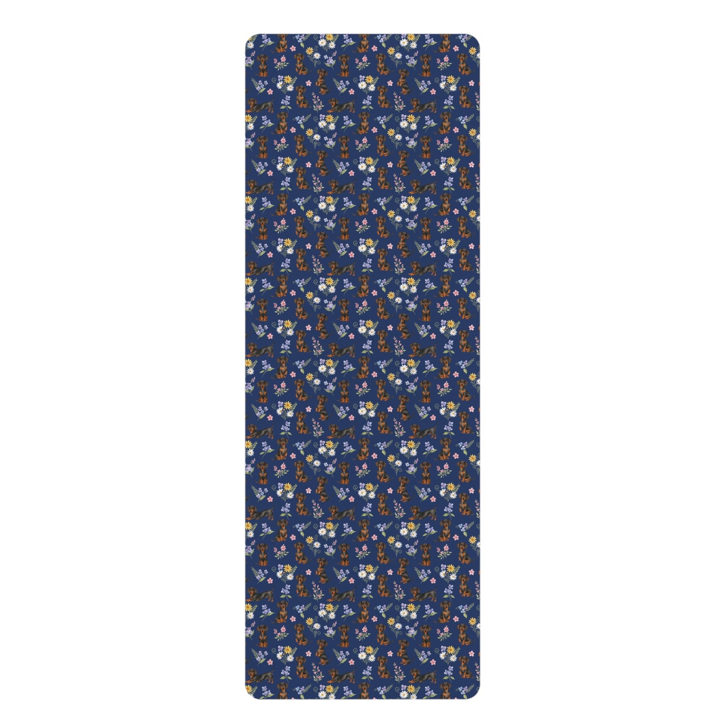 Dachshund Dog Floral Yoga Mat – Durable Non-Slip Rubber Surface for Home & Studio Practice