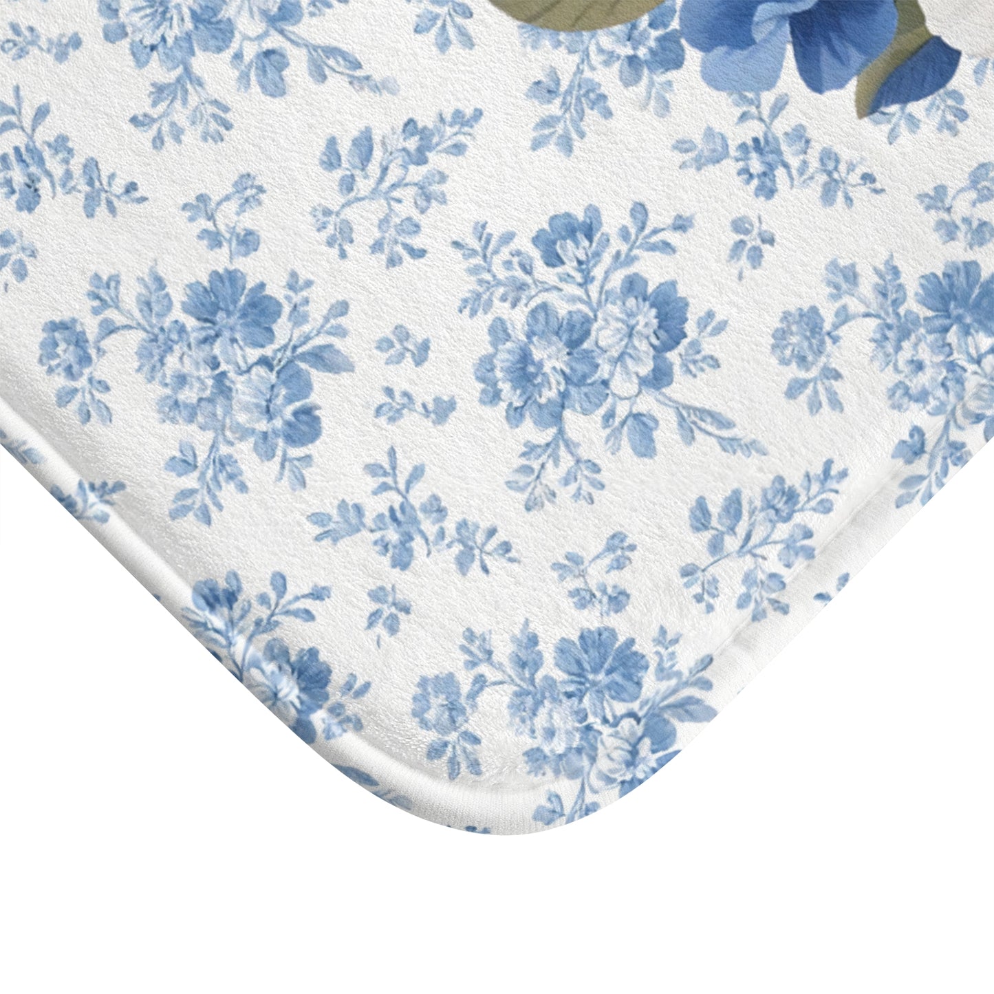Blue Floral Wheaten Bath Mat – Cute Wheaten Terrier Dog Bathroom Rug