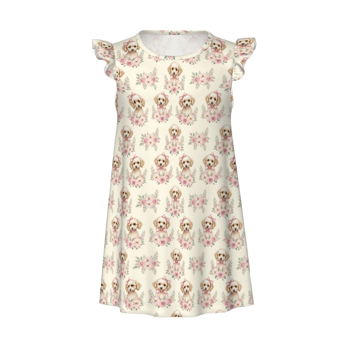 Poodle Girl's Flutter Sleeve Nightgown