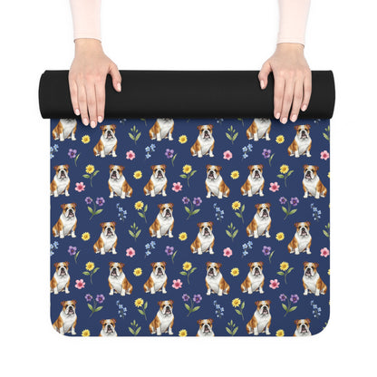 English Bulldog Floral Yoga Mat – Durable Non-Slip Rubber Surface for Home & Studio Practice