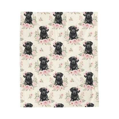 Black Labrador Retriever Pink Baby Blanket, Black Lab Dog Baby Shower Baby Girl Newborn Gift Hospital Announcement Blanket Coming Home